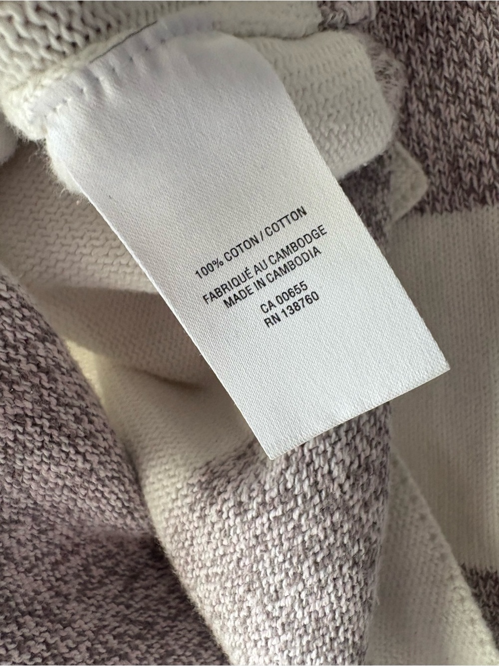 Reitmans Striped Cotton Knit Sweater Mauve Cream V-Neck 3/4 Sleeve Size Small - Picture 6 of 6